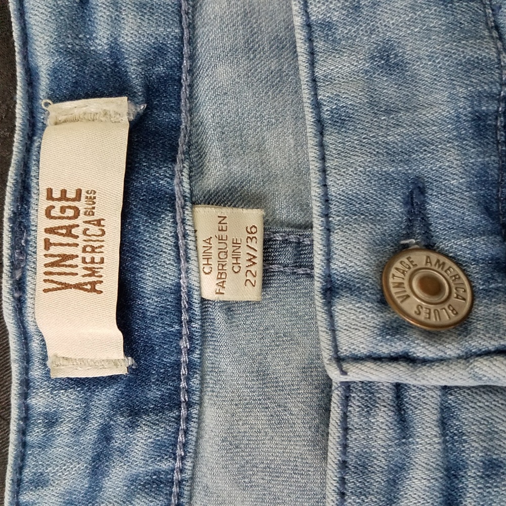 Vintage America Jeans Boho Capri Raw Hem 22 W - Picture 4 of 8